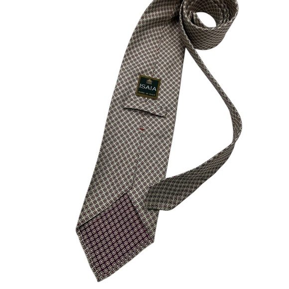 ISAIA UNTIPPED RARE Beige Floral Silk LUXURY Tie HANDMADE ITALY - Picture 2 of 6